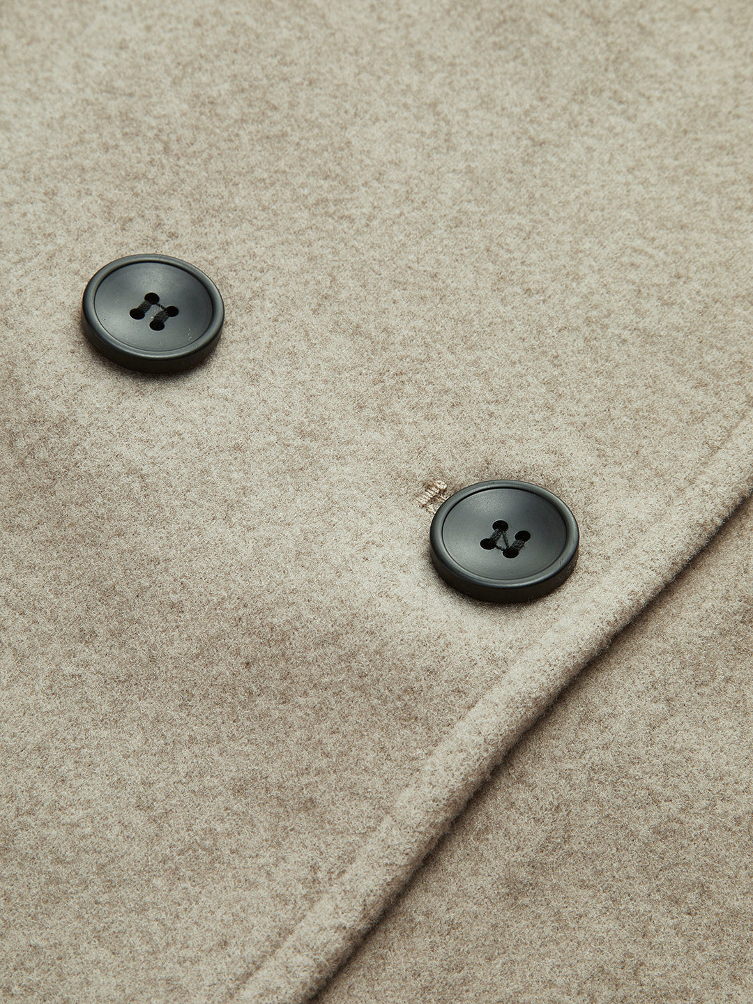 Wool-Blend Boxy Jacket with Double-Breasted Front and Collarless Neckline