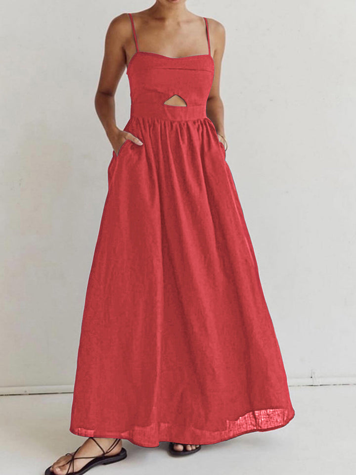 Maxi Dress with Cutout Detail and Spaghetti Straps