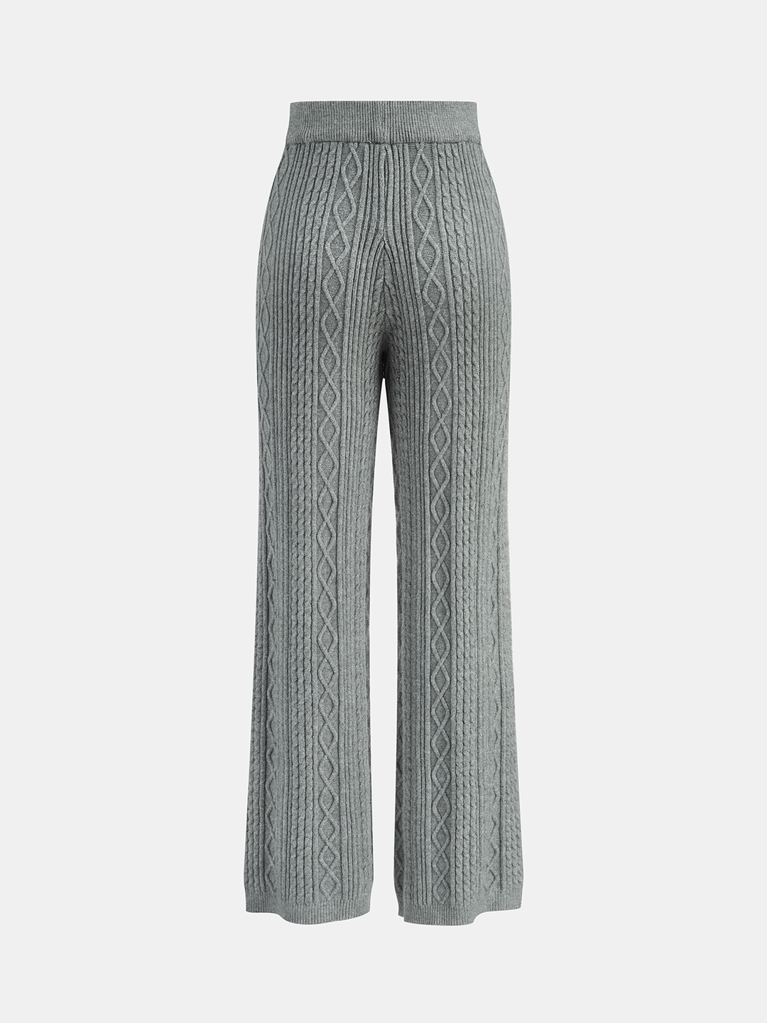 Wide-Leg Cable Knit Trousers with Drawstring Waist
