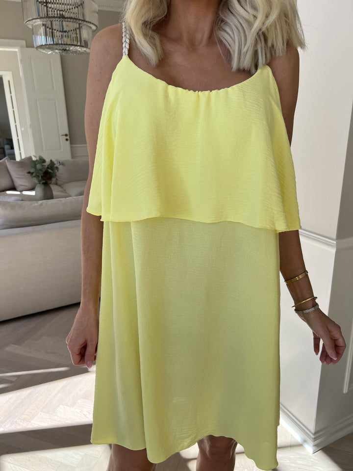 Mini Dress with Ruffle Overlay and Spaghetti Straps