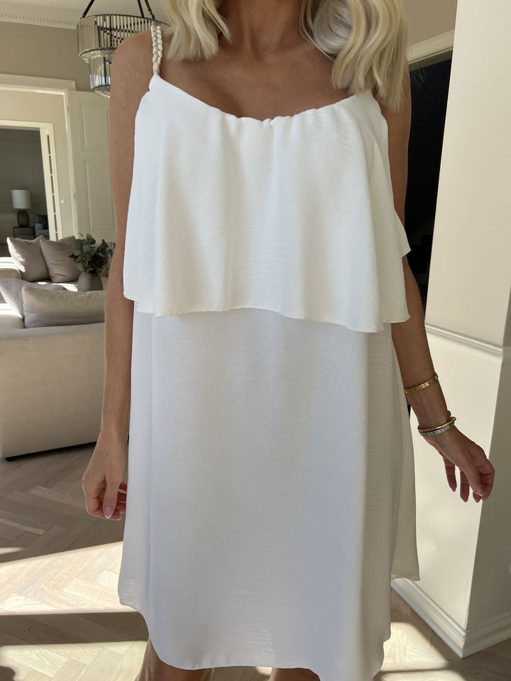 Mini Dress with Ruffle Overlay and Spaghetti Straps
