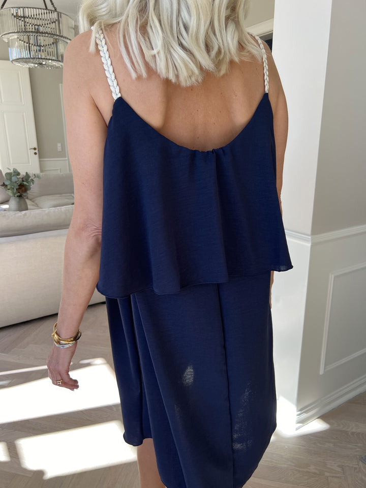 Mini Dress with Ruffle Overlay and Spaghetti Straps