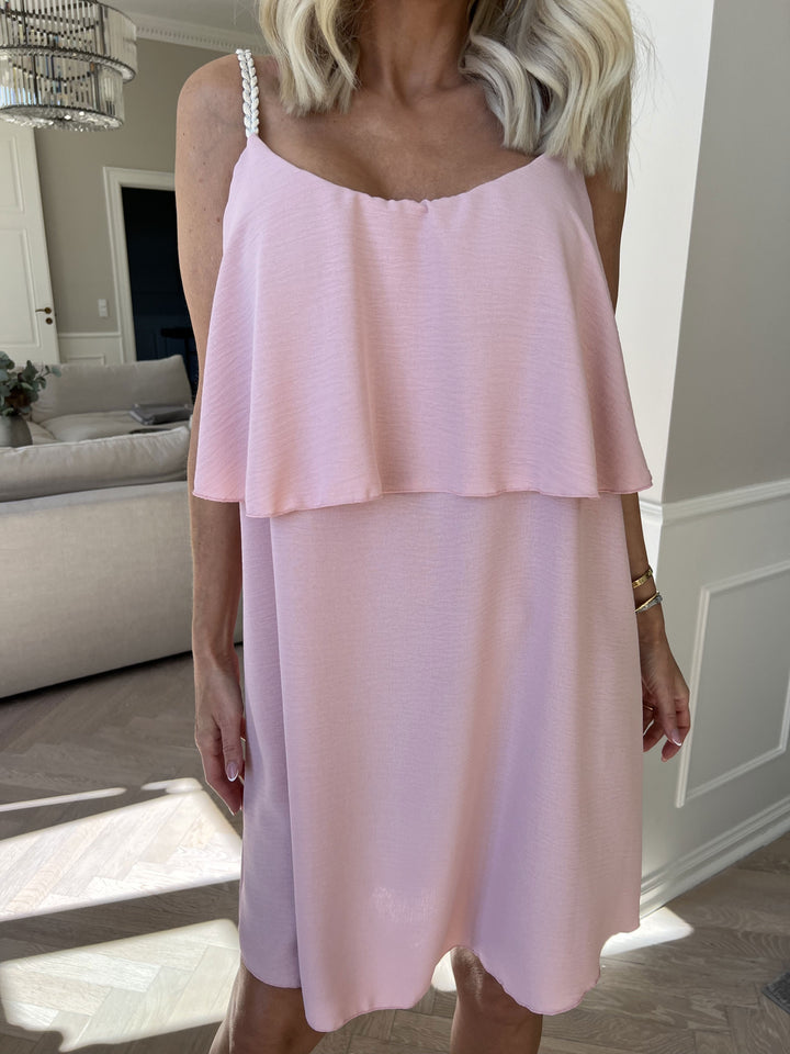 Mini Dress with Ruffle Overlay and Spaghetti Straps