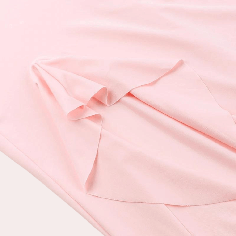 V-Neck Maxi Dress with Side Ruffle Trim and High Slit