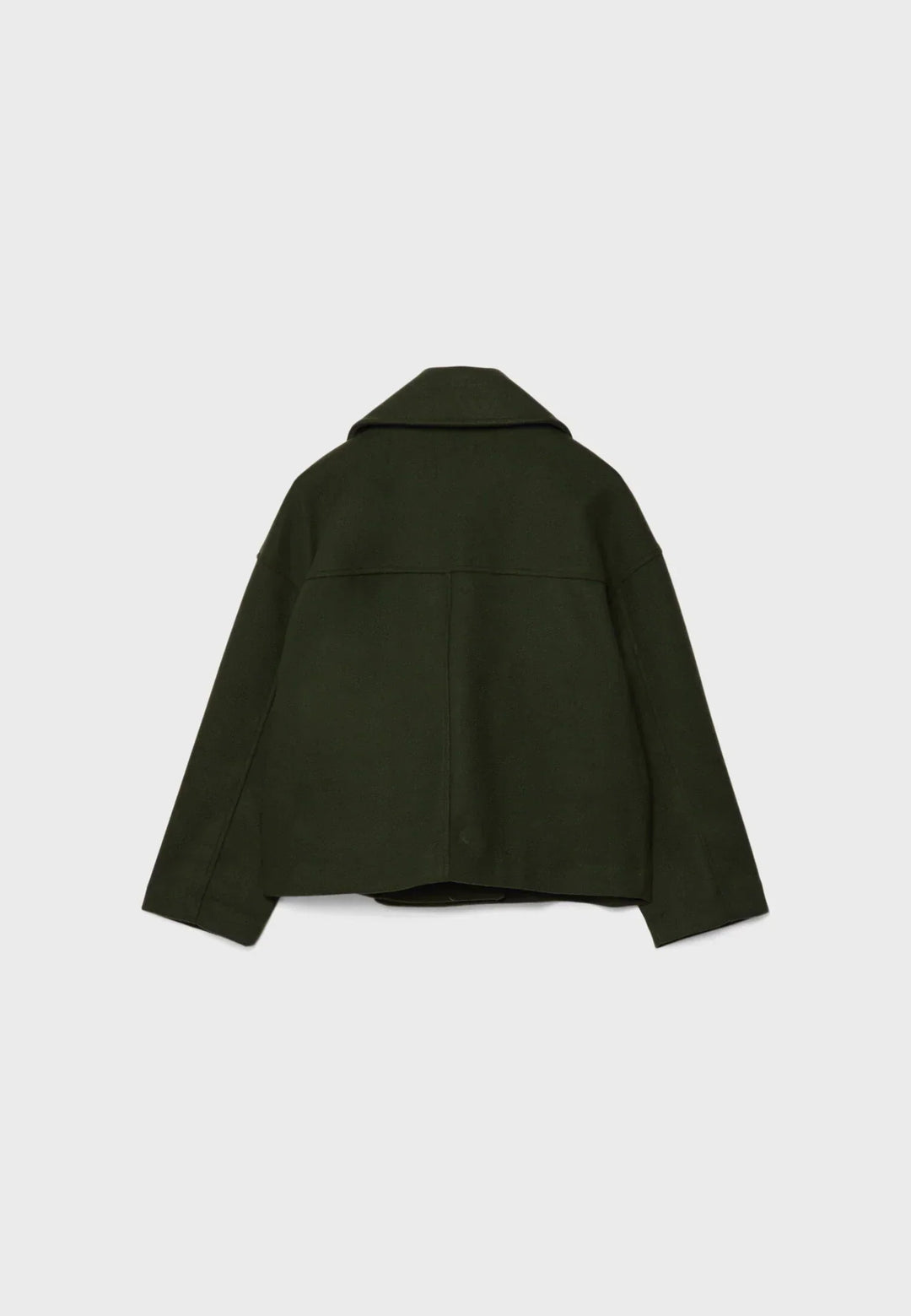 Cropped Double-Breasted Jacket with Notched Lapels and Long Sleeves
