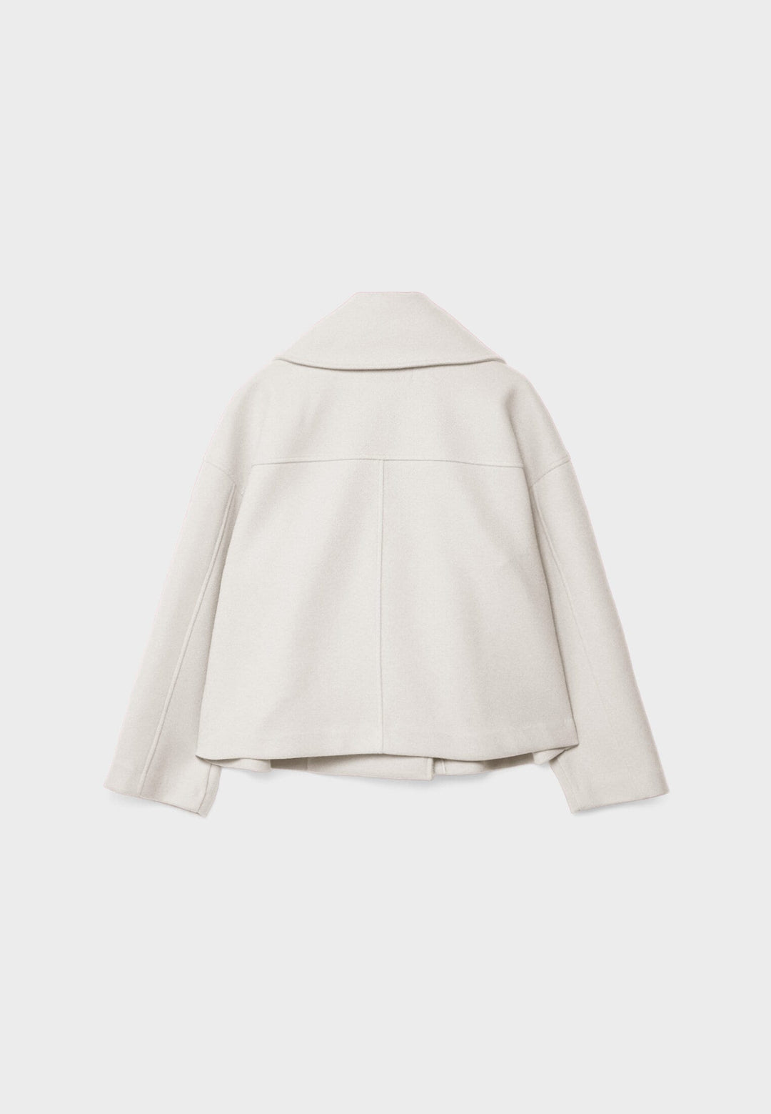 Cropped Double-Breasted Jacket with Notched Lapels and Long Sleeves