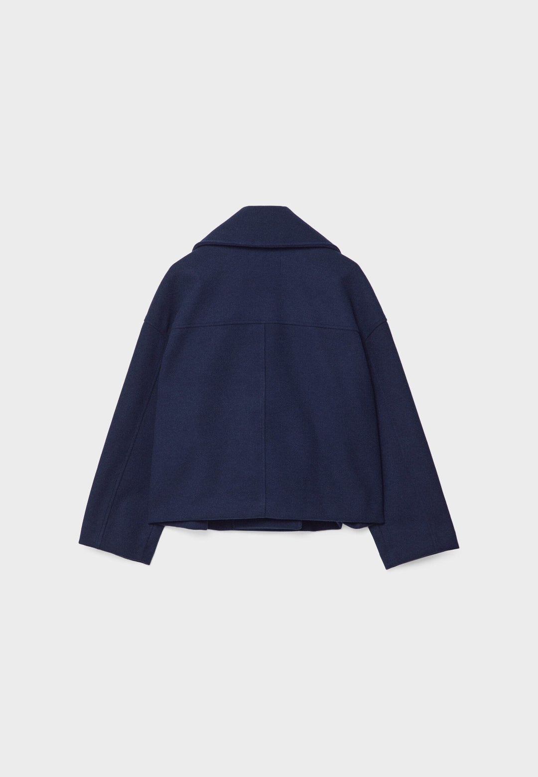Cropped Double-Breasted Jacket with Notched Lapels and Long Sleeves