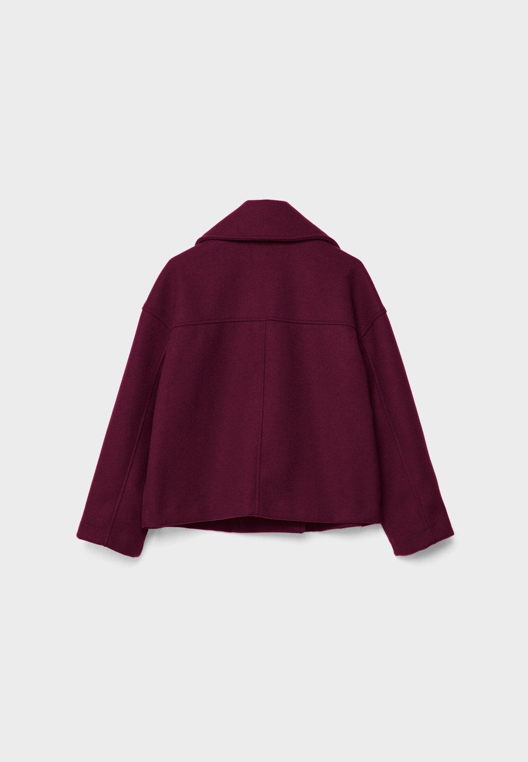 Cropped Double-Breasted Jacket with Notched Lapels and Long Sleeves