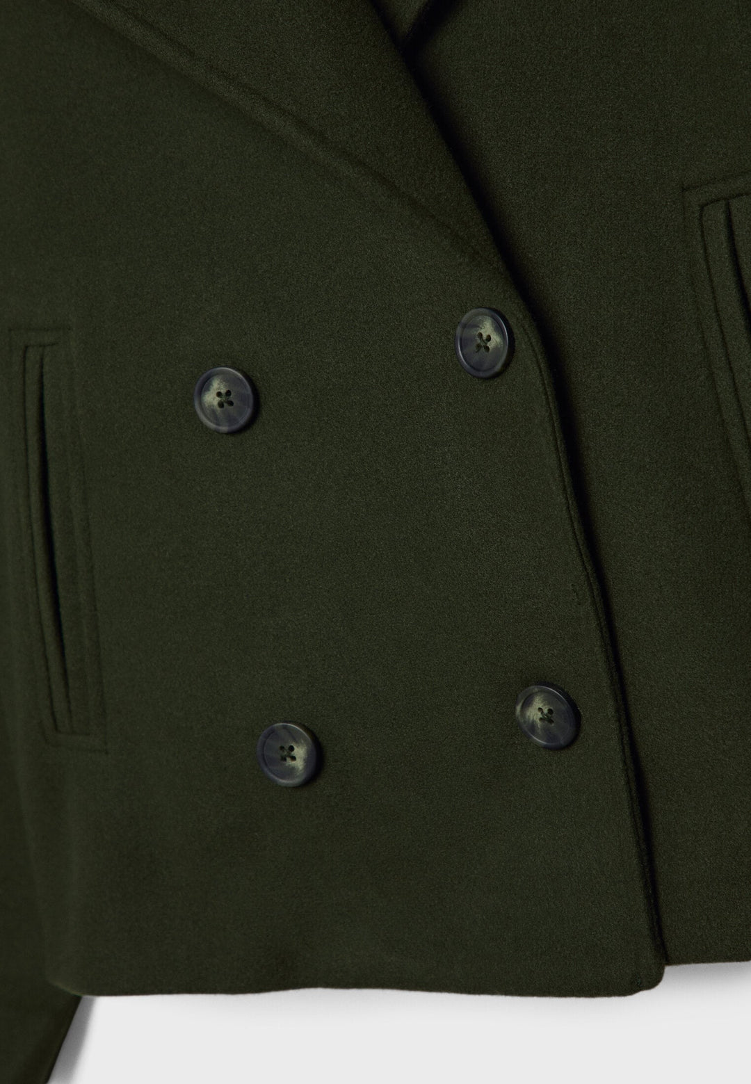 Cropped Double-Breasted Jacket with Notched Lapels and Long Sleeves