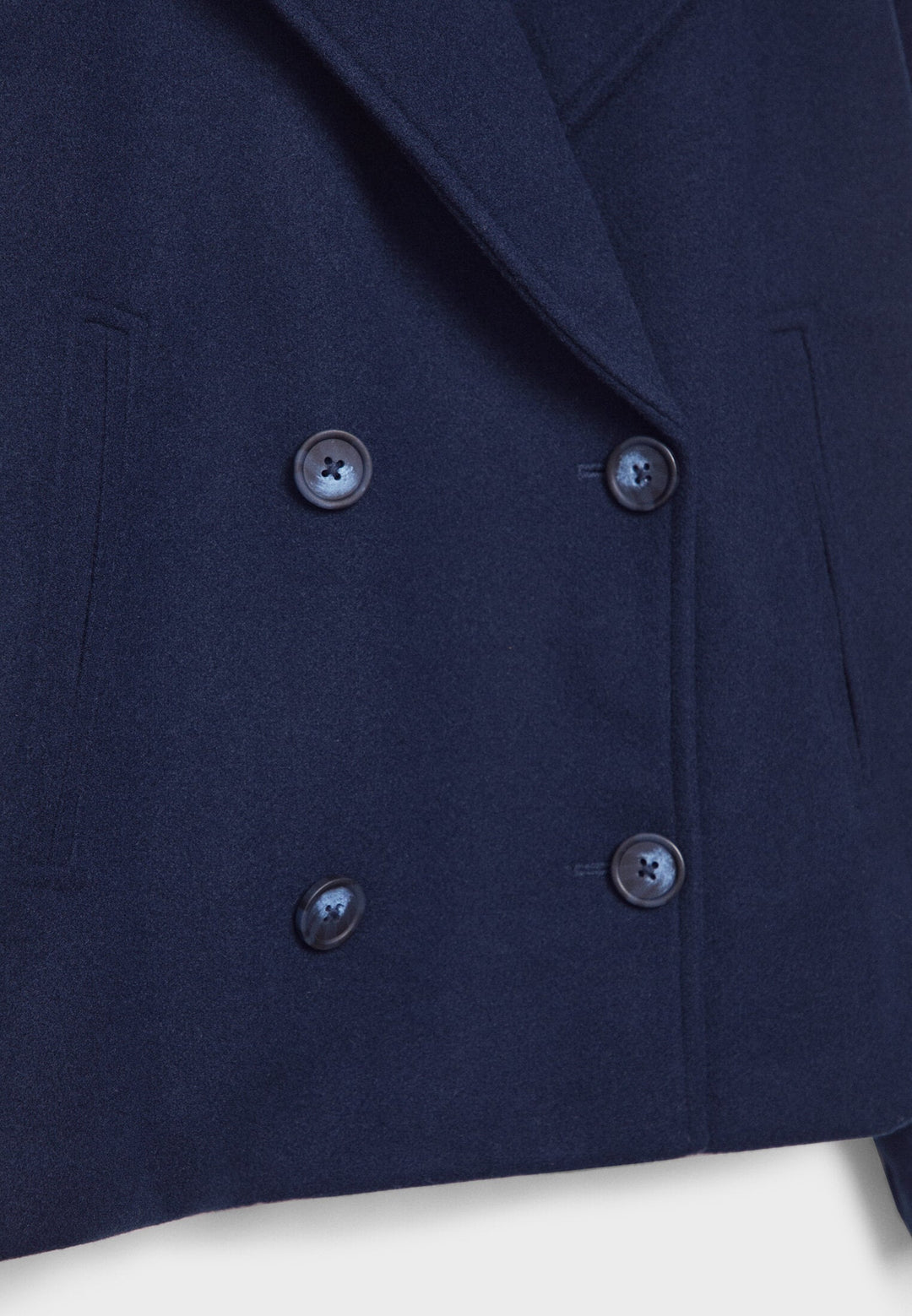 Cropped Double-Breasted Jacket with Notched Lapels and Long Sleeves