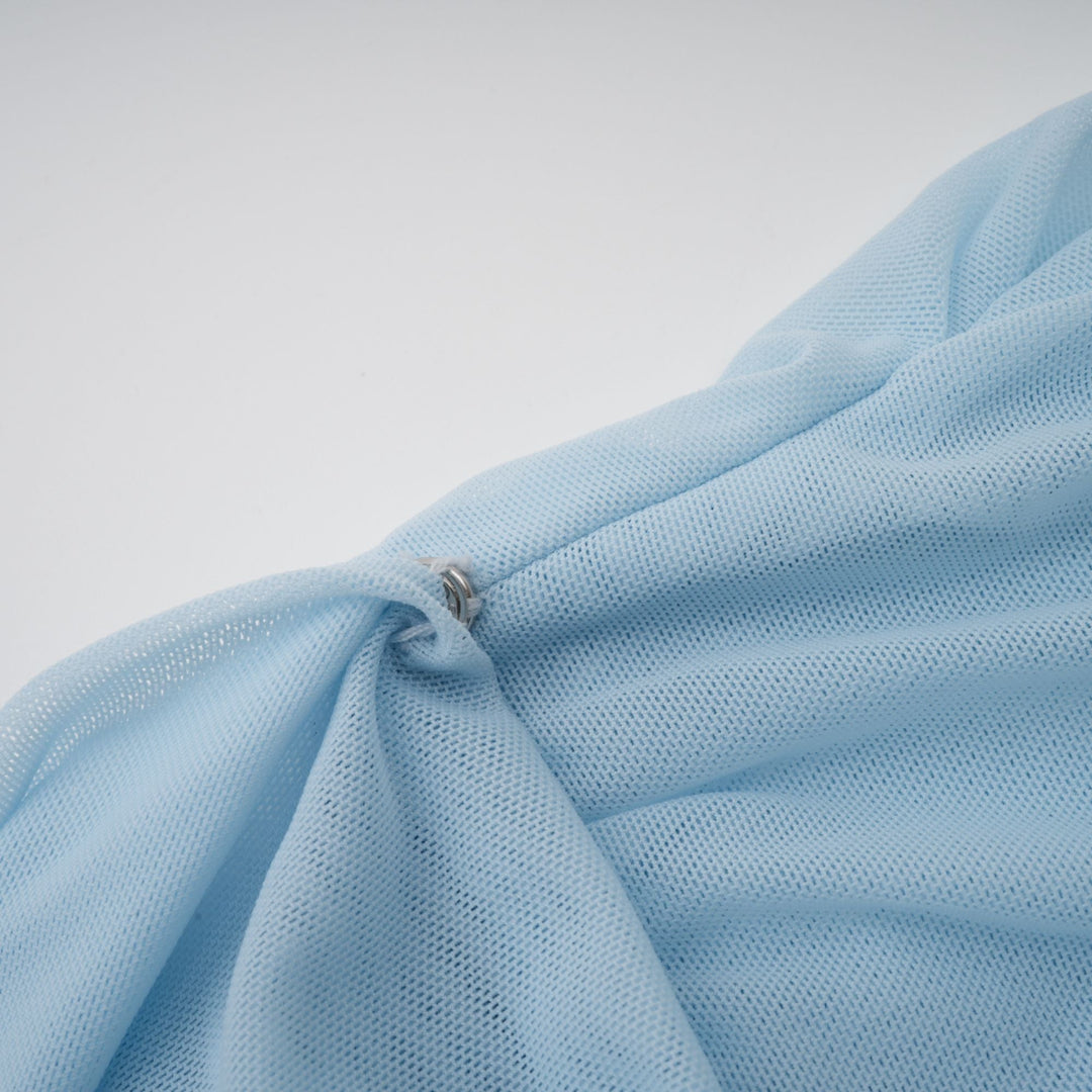 Draped Maxi Dress with High Neckline and Ruched Skirt