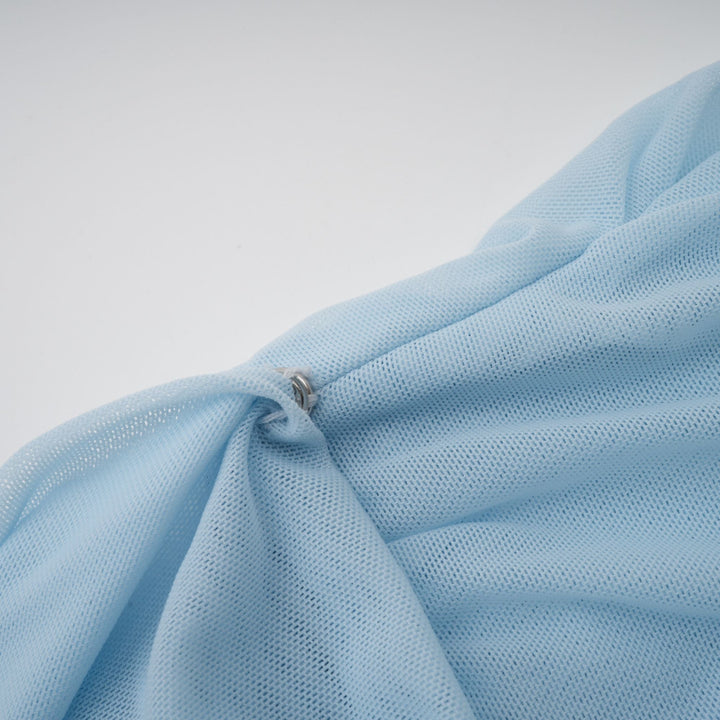 Draped Maxi Dress with High Neckline and Ruched Skirt