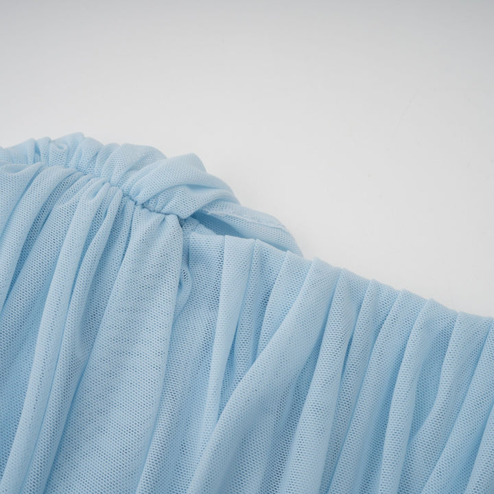 Draped Maxi Dress with High Neckline and Ruched Skirt