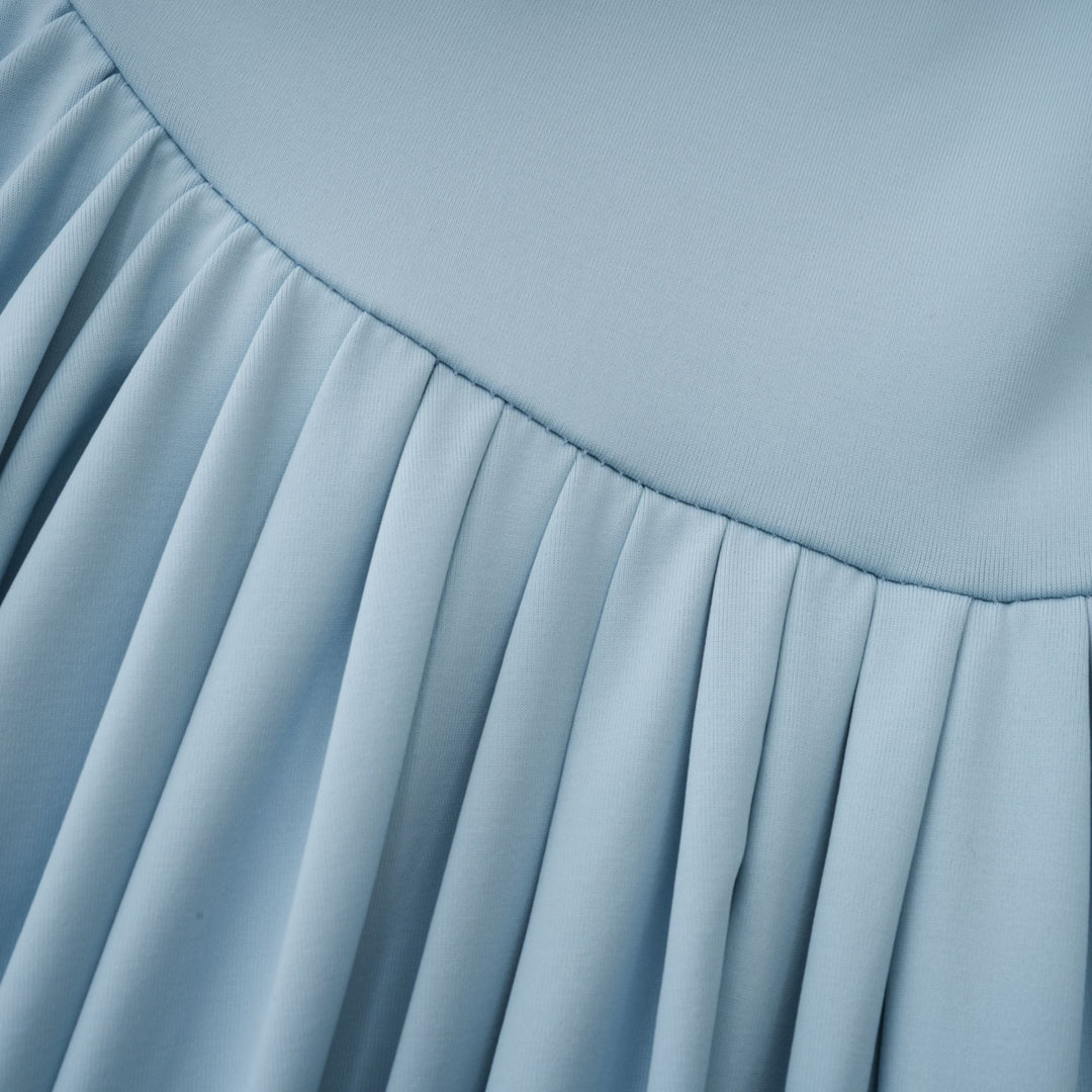 Draped Maxi Dress with High Neckline and Ruched Skirt