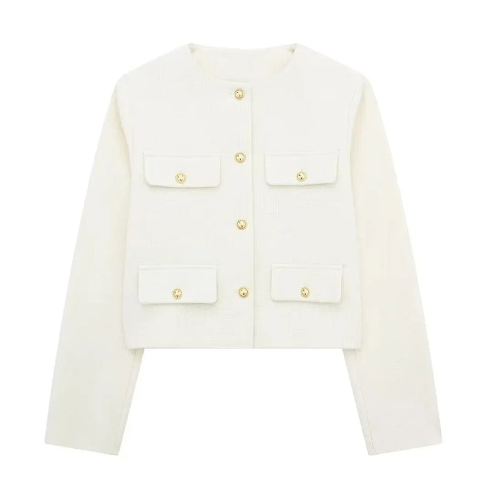 Cropped Collarless Jacket