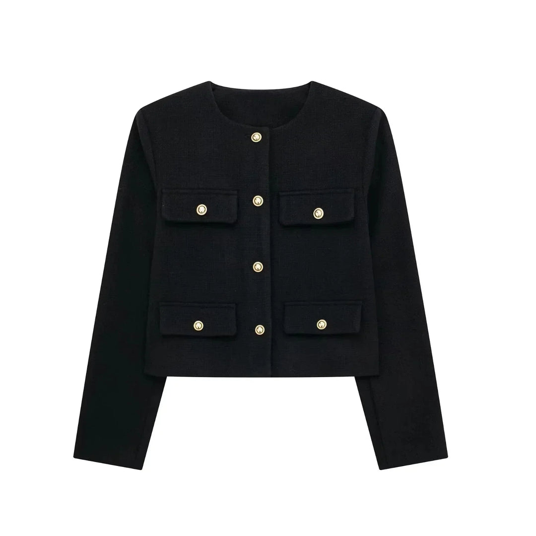 Cropped Collarless Jacket