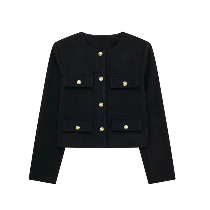 Cropped Collarless Jacket
