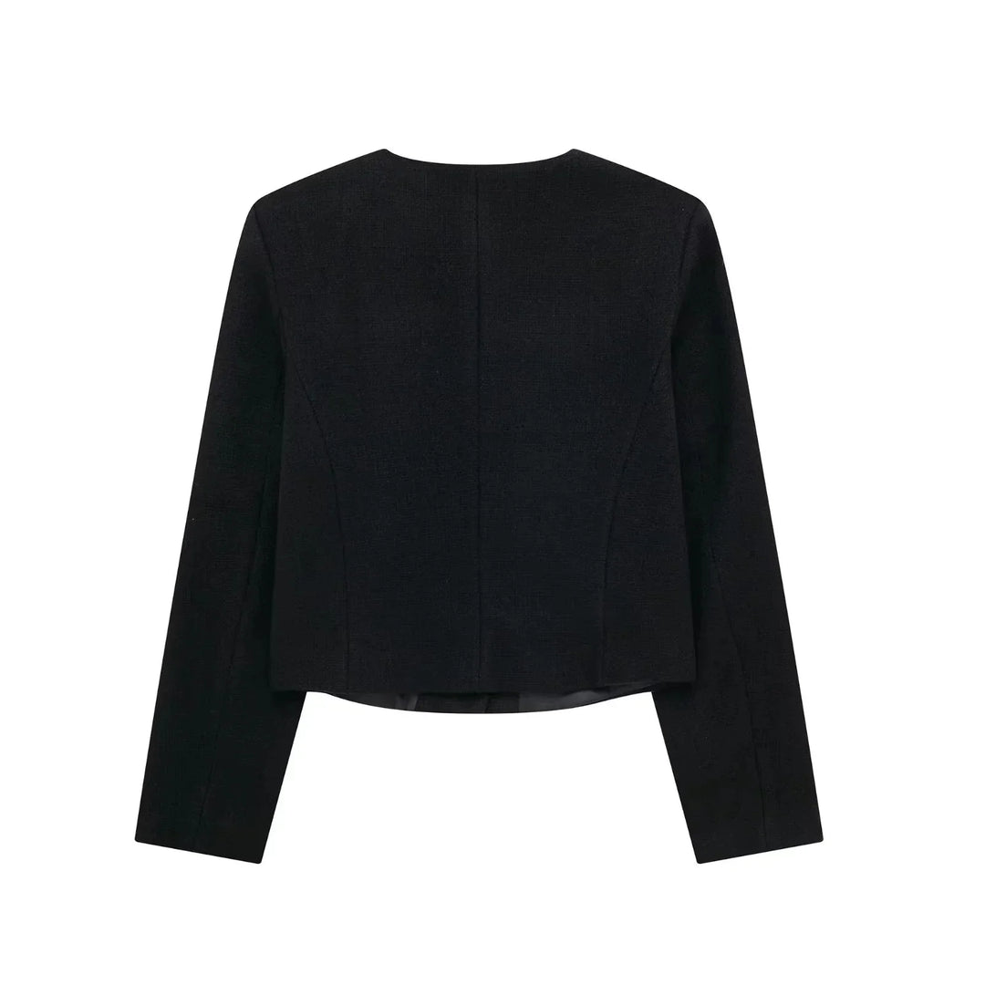 Cropped Collarless Jacket