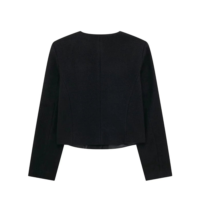 Cropped Collarless Jacket