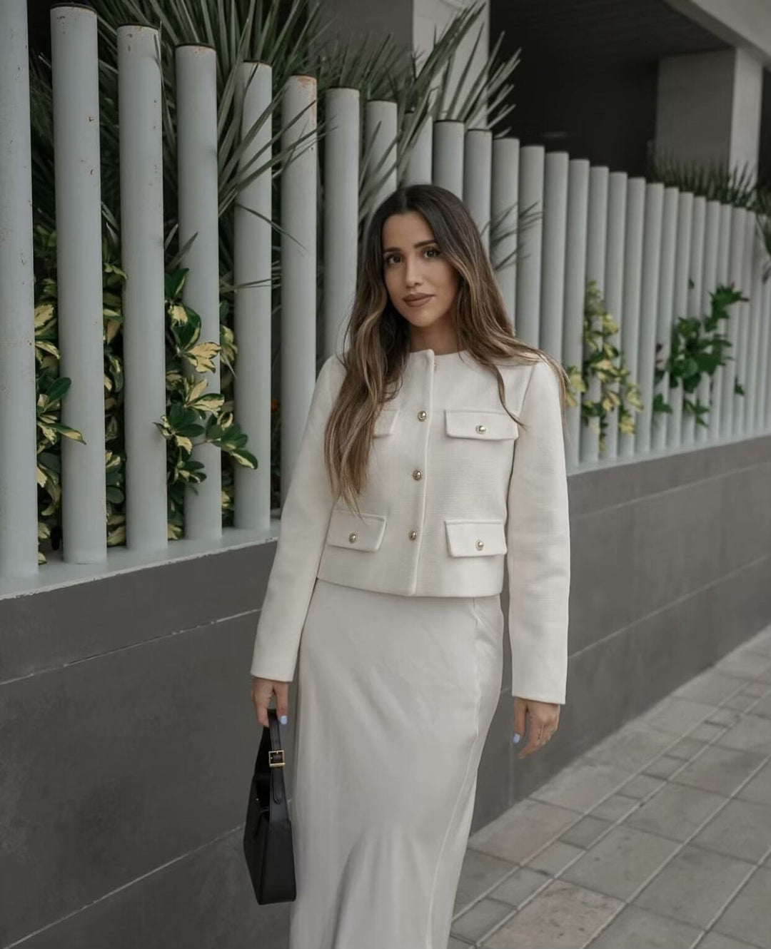 Cropped Collarless Jacket