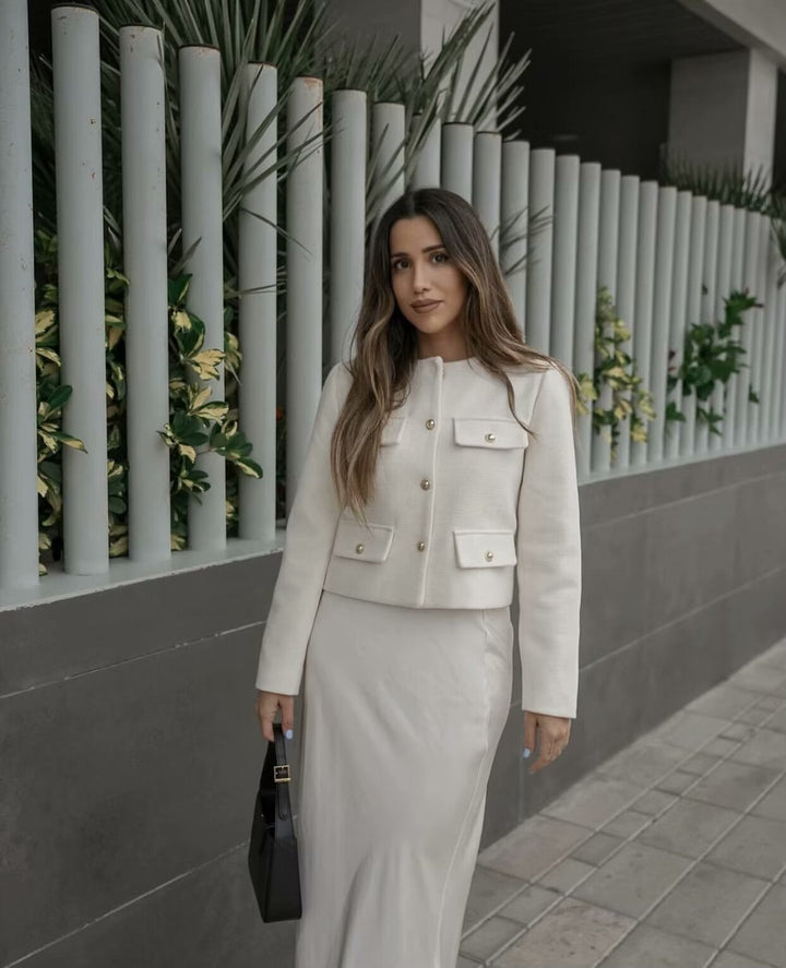 Cropped Collarless Jacket