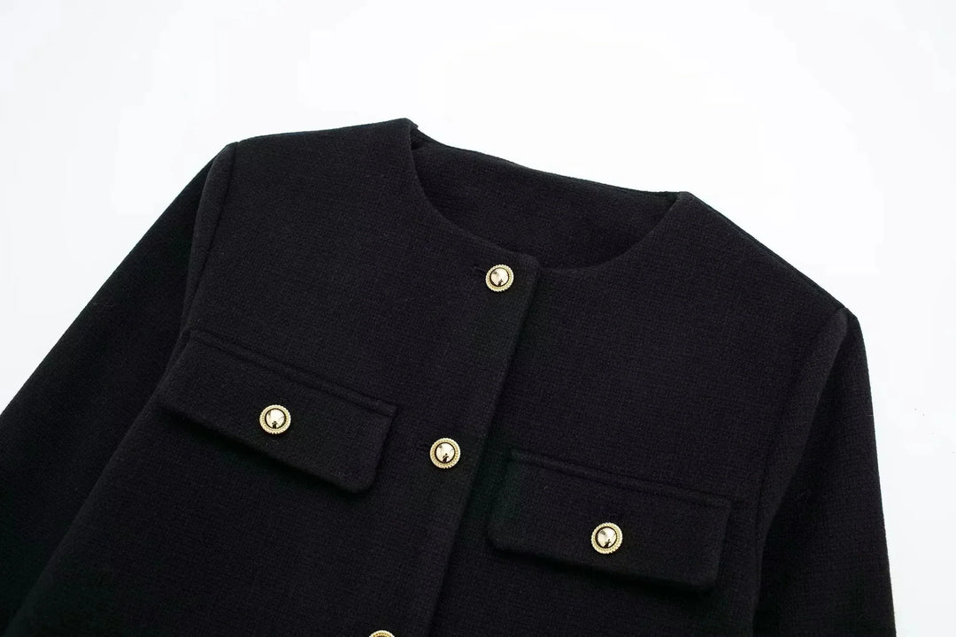 Cropped Collarless Jacket