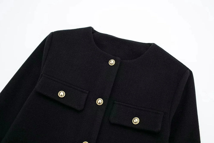 Cropped Collarless Jacket