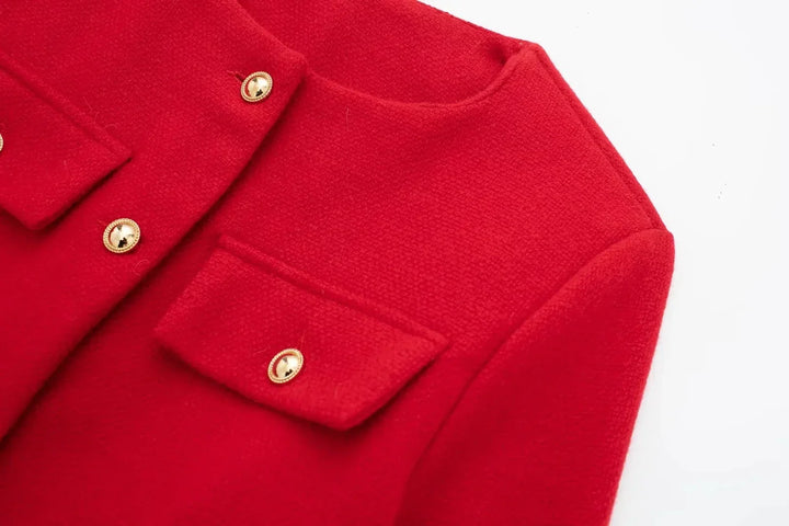 Cropped Collarless Jacket