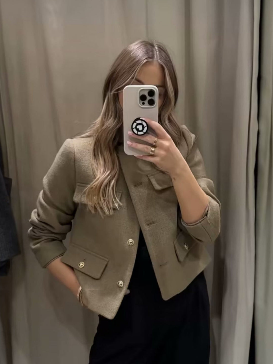 Cropped Collarless Jacket