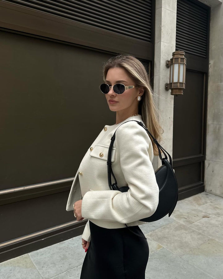 Cropped Collarless Jacket