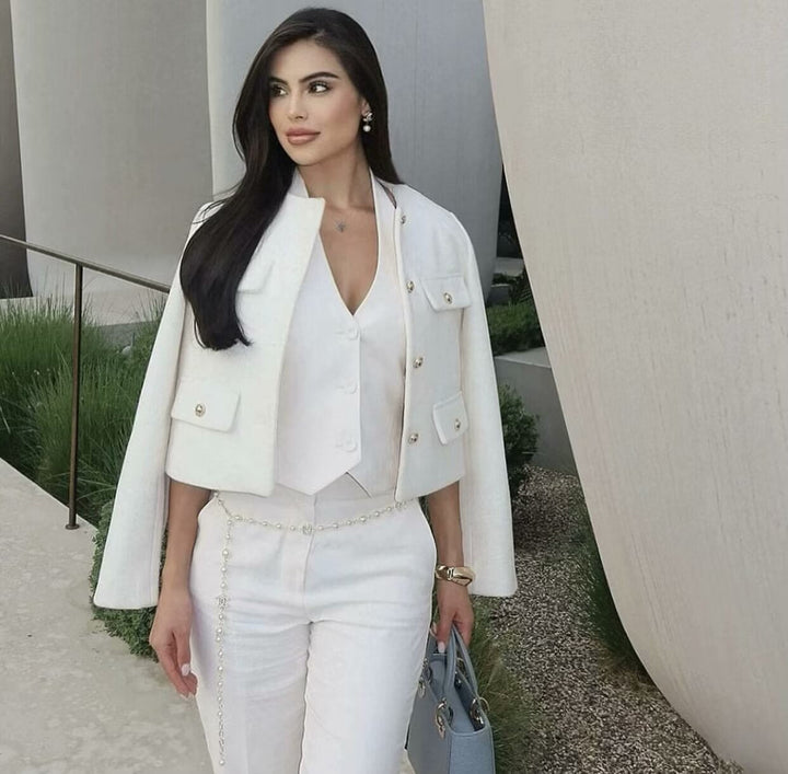 Cropped Collarless Jacket