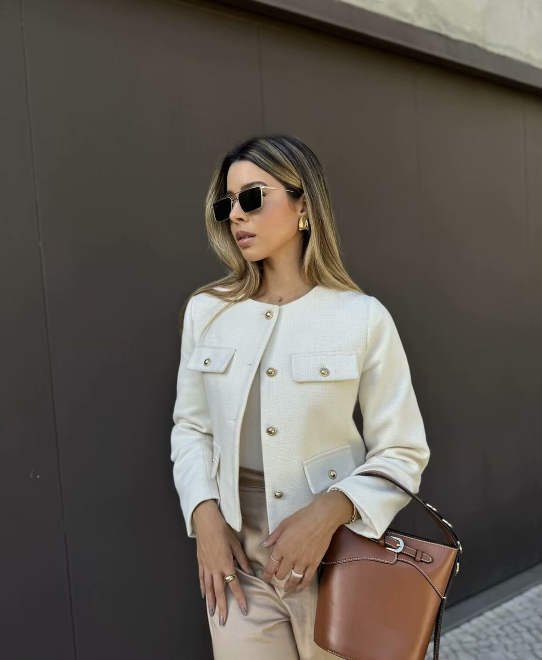 Cropped Collarless Jacket