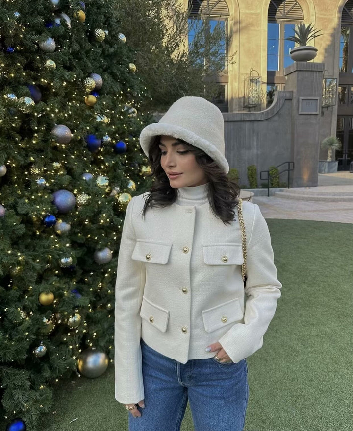 Cropped Collarless Jacket