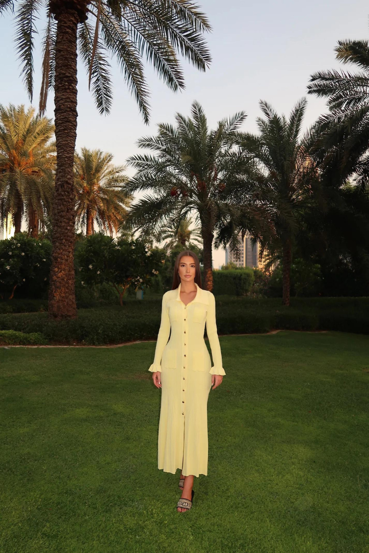 Ribbed Button-Down Midi Dress