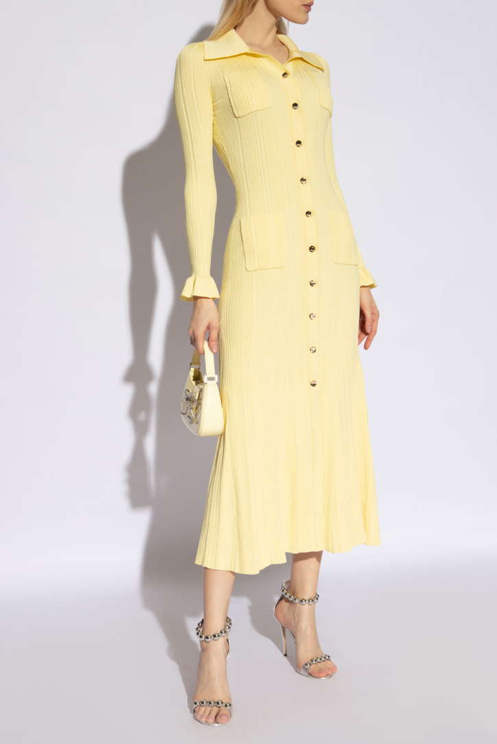 Ribbed Button-Down Midi Dress