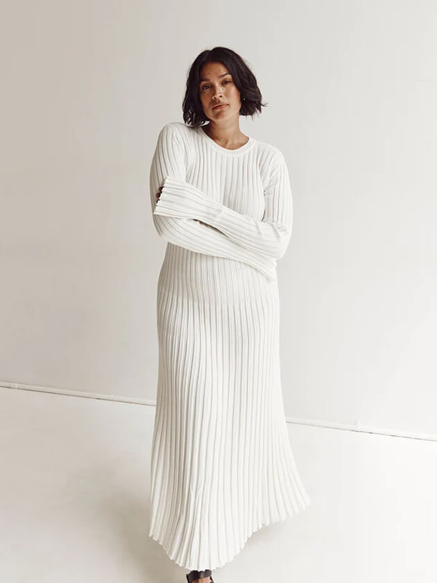Ribbed Maxi Dress | Long Sleeve Knit Dress