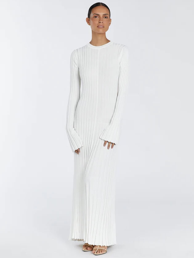Ribbed Maxi Dress | Long Sleeve Knit Dress