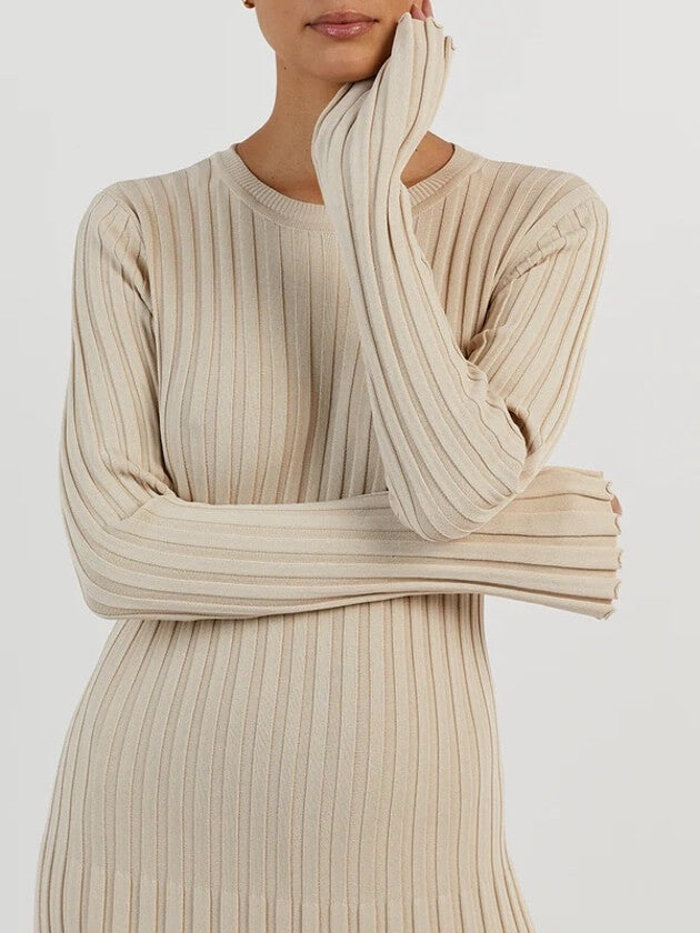 Ribbed Maxi Dress | Long Sleeve Knit Dress