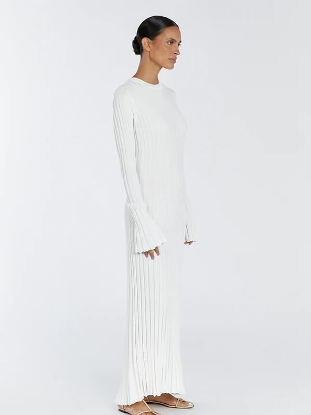 Ribbed Maxi Dress | Long Sleeve Knit Dress