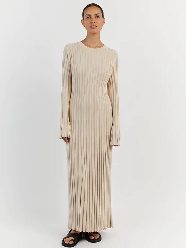 Ribbed Maxi Dress | Long Sleeve Knit Dress