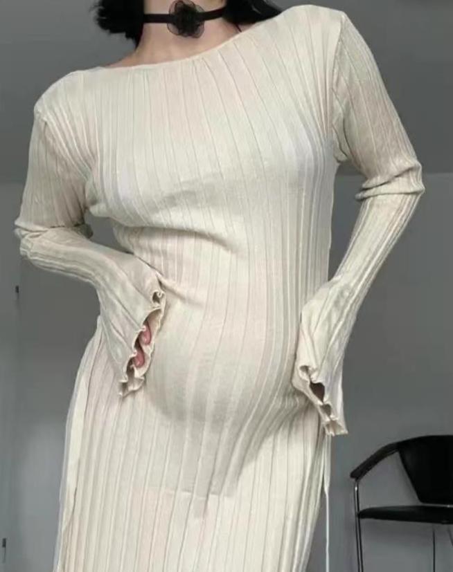 Ribbed Maxi Dress | Long Sleeve Knit Dress