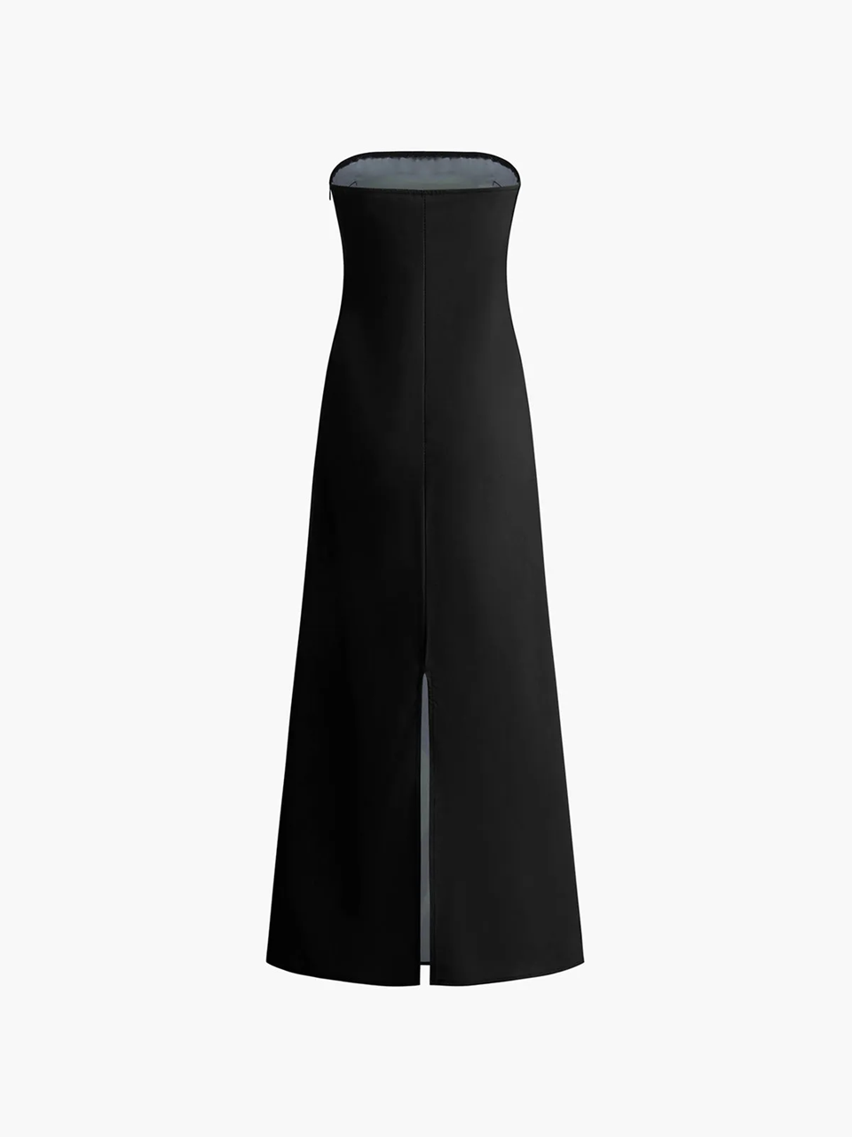 Strapless Maxi Dress with Straight Neckline and Back Slit