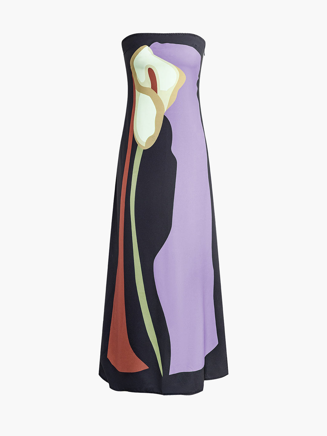 Strapless Maxi Dress with Straight Neckline and Back Slit