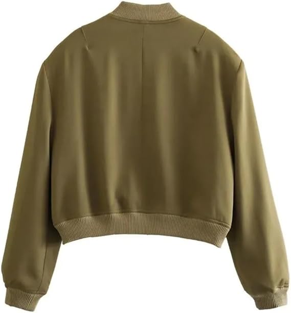 Cropped Jacket with Snap Button Closure