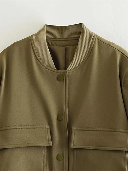Cropped Jacket with Snap Button Closure