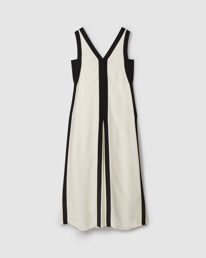 Sleeveless V-Neck Maxi Dress with Contrast Panels