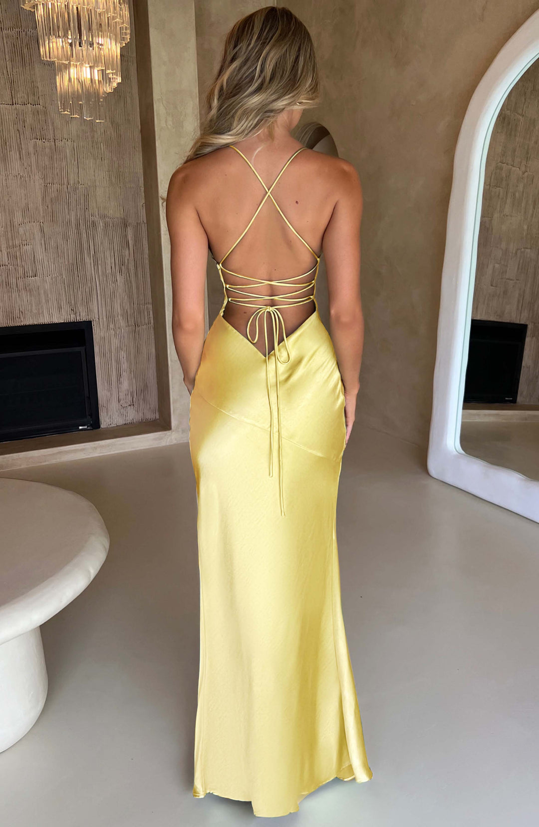 Satin Strap Maxi Dress with Side Slit