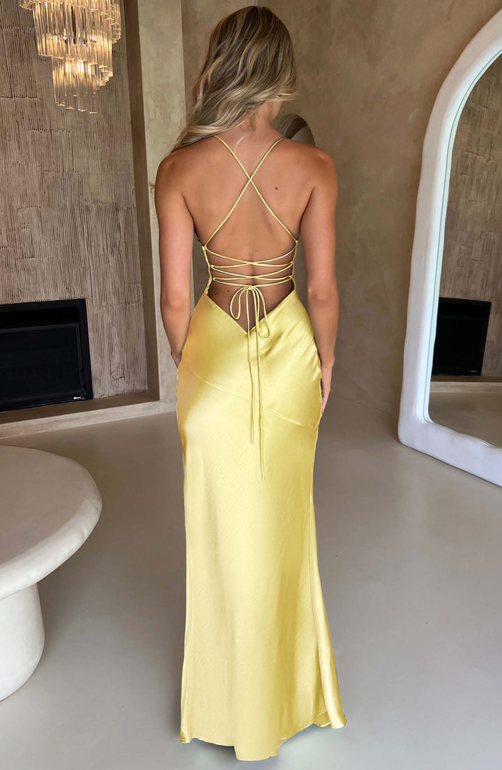 Satin Strap Maxi Dress with Side Slit