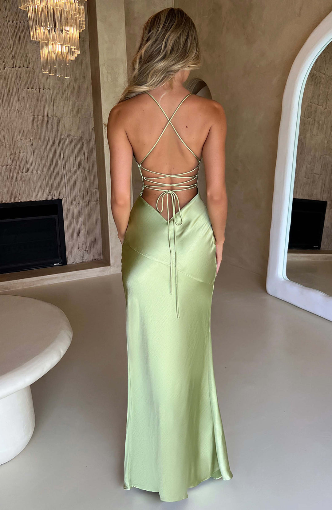 Satin Strap Maxi Dress with Side Slit