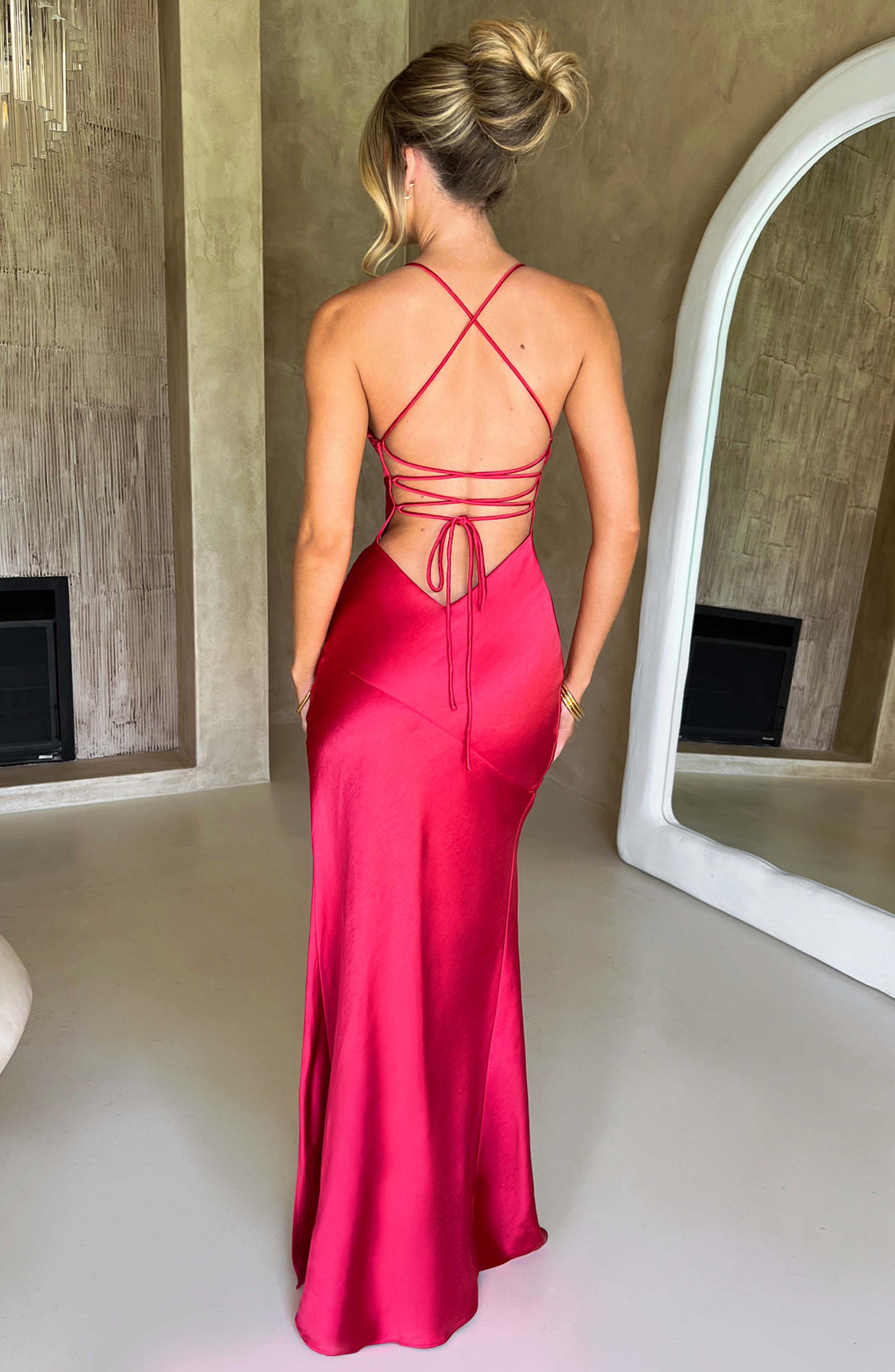 Satin Strap Maxi Dress with Side Slit